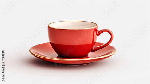 Elegant coffee cup and saucer isolated photo