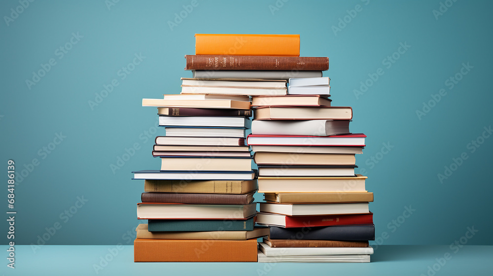 Tall stack of books isolated Tall stack of books isolated