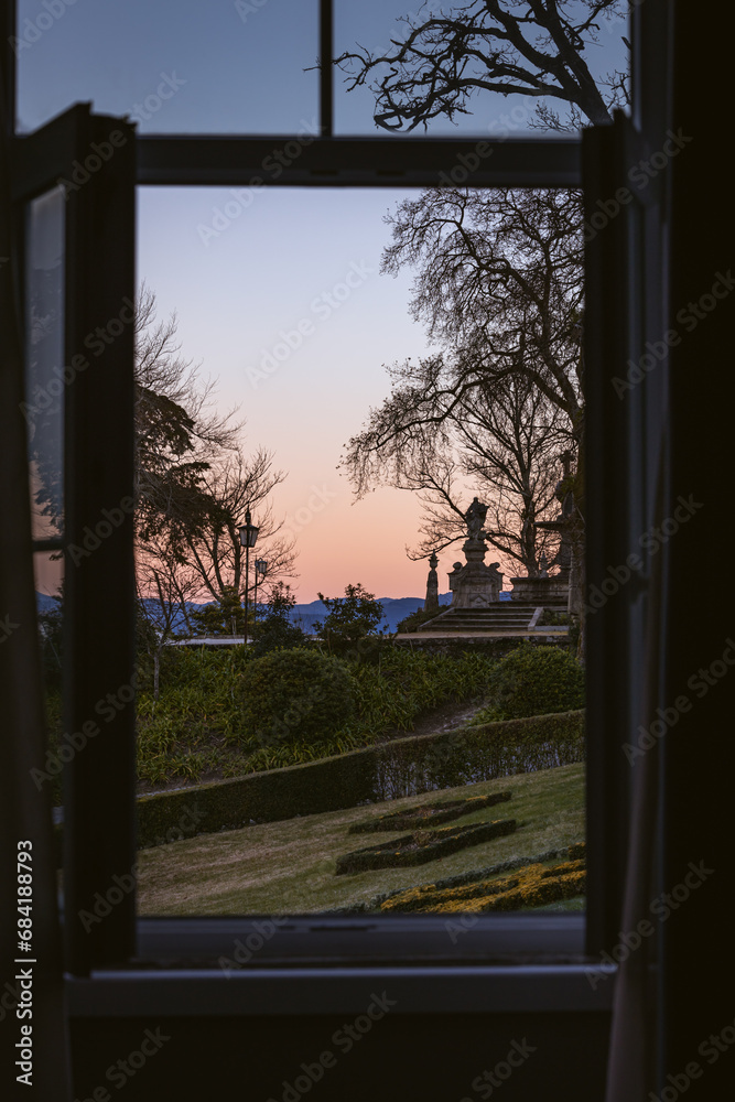 Fototapeta premium sunrise in the window
