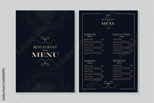 Luxury menu design simple style and modern layout photo