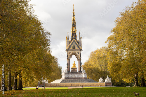 The Majestic Albert Memorial Surrounded by the Autumn Splendor of Kensington Gardens, London