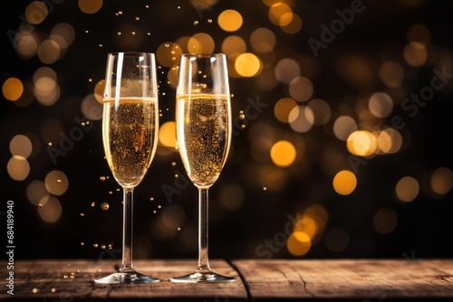 Celebration of New Year with Champagne and Cheers