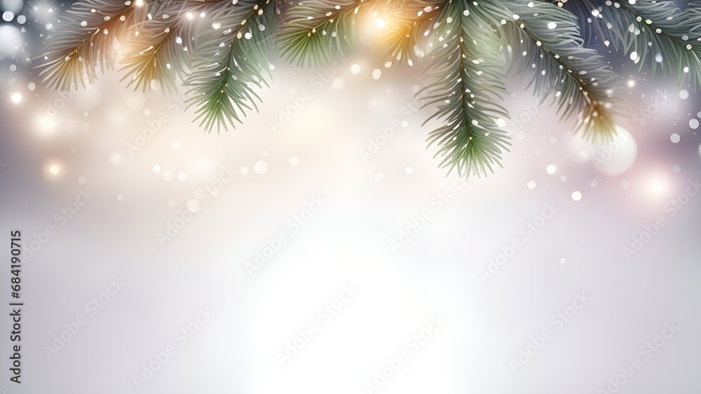 Christmas background with fir branches and space for text.
