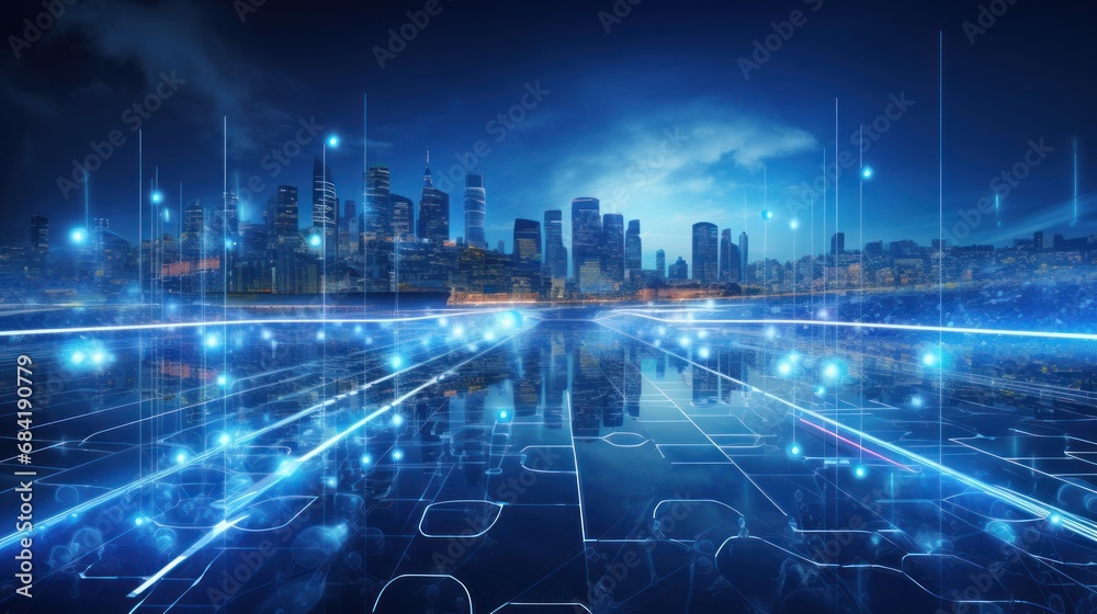 Illustrate the abstract resilience in IT City landscapes, portraying the adaptive and responsive features that safeguard against disruptions Illustrate the abstract resilience in IT City landscapes, portraying the adaptive and responsive features that safeguard against disruptions
