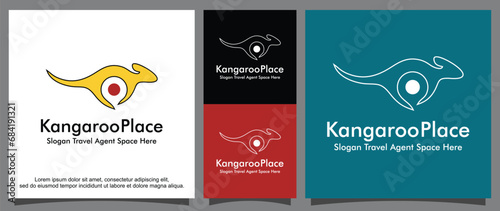 Kangaroo place travel destination logo template
