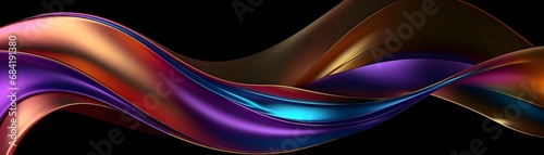 Abstract 3D background. Shiny metallic waves banner.