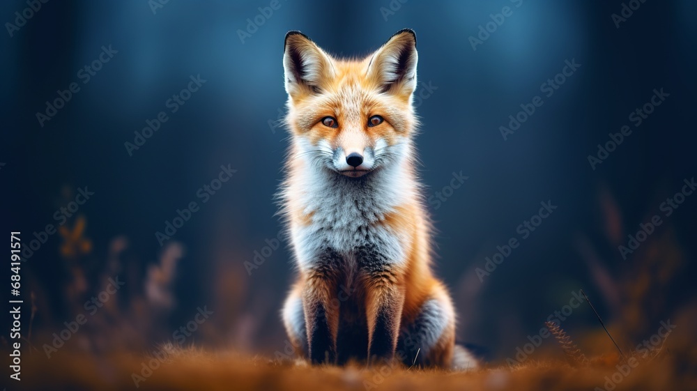 Naklejka premium Fox, Minimalistic Professional Portrait, Generative AI