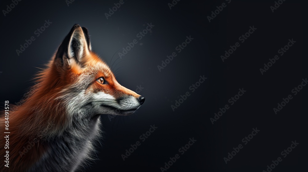 Obraz premium Fox, Minimalistic Professional Portrait, Generative AI