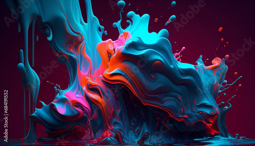 beautiful refelective amazing colors splashing waves in 3d in vivid style explosively abstract background .Ultra HD High Quality photo