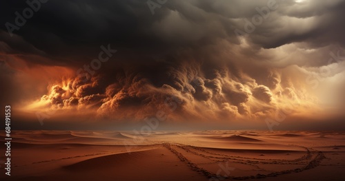Dramatic sandstorm in the desert, Generative AI © AIExplosion