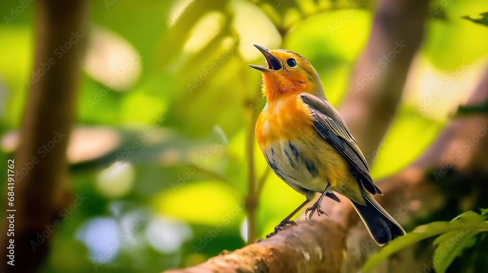 Cute nightingale singing cartoon Cute nightingale singing cartoon