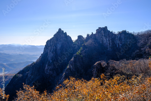 Scenic view of Mt.Wolchulsan against sky photo