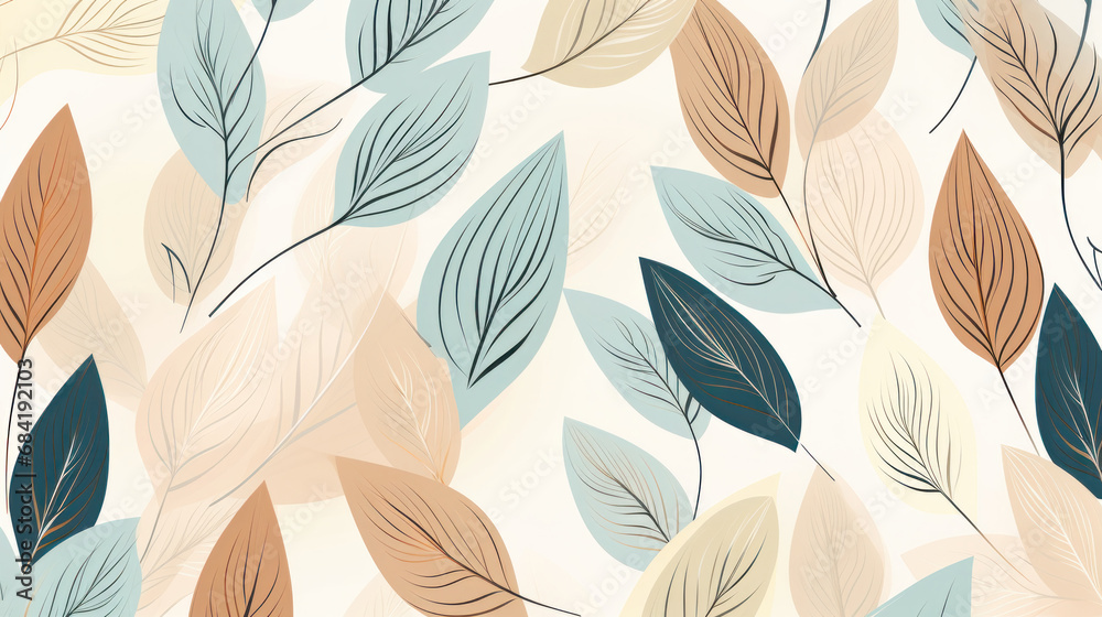 Soft pastel leaves pattern with a serene and organic feel. Soft pastel leaves pattern with a serene and organic feel.