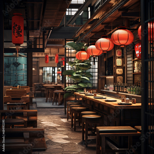 Interior of a Japanese restaurant. photo