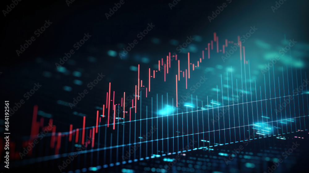 Dynamic stock market chart data visualization with glowing blue Dynamic stock market chart data visualization with glowing blue
