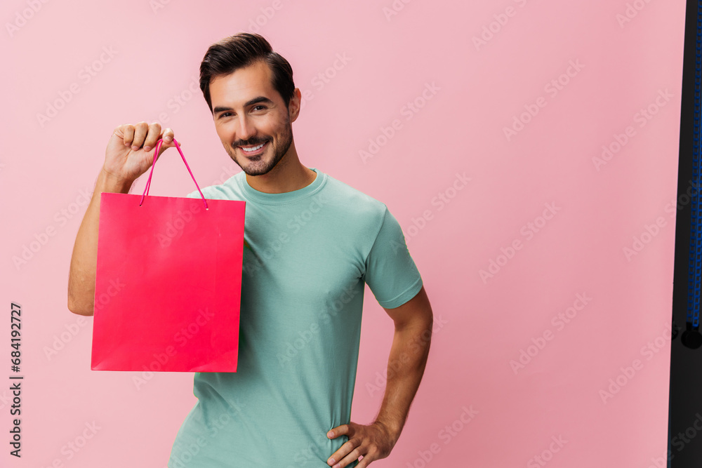 Man client shop package shopper surprise sale lifestyle gift bag buy