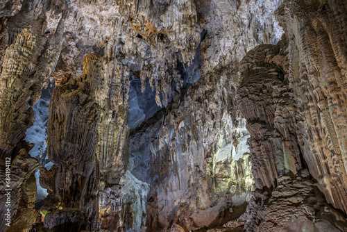 Stalagmite and stalactite formation in the Hang Sơn Đoòng cave in Vietnam