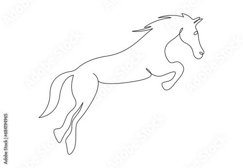 One continuous line drawing of horse. Isolated on white background vector illustration. Premium vector. 