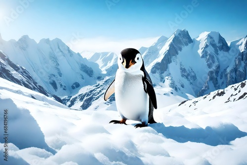 Arctic Charms  A Playful Penguin s Winter Wonderland in Snowy Mountains