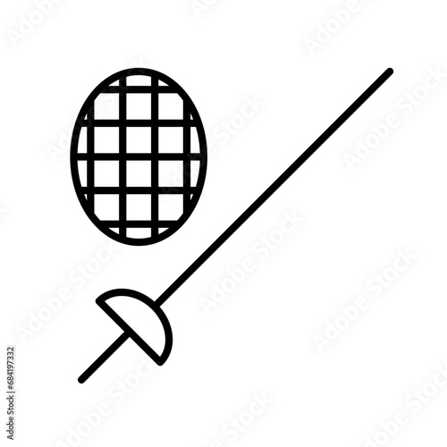 Line icon of fencing sword and mask