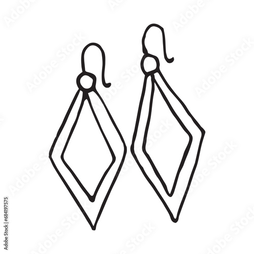 Vector  simple minimalistic doodle line art of black and white earrings accessorize concept