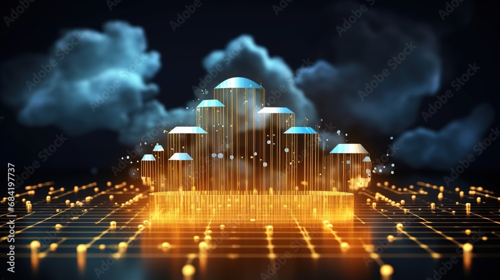 Futuristic Cloud Computing Concept with Holographic Cloud Icon and ...
