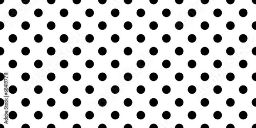 Black Polka dot seamless pattern on a white background. Seamless print of rows of black circles for wallpaper or textiles