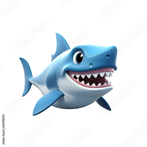 Cute shark in cartoon style isolated on transparent background.