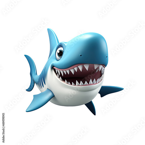 Cute shark in cartoon style isolated on transparent background.