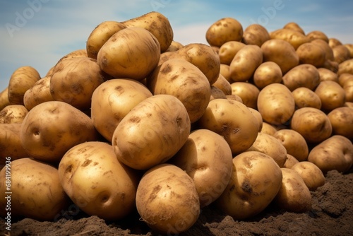 Unearthed Treasures: A Remarkable Portrait of a Pile of Potatoes in Their Natural Habitat Generative AI