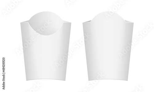 Two Big French Fries Boxes, Fast Food Packaging Mockup, Front And Back View. Vector Illustration