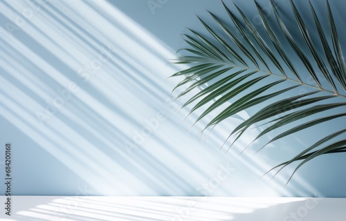 Experience Tropical Serenity: Enchanting Room with Palm Leaf Decor & Ambient Light Generative AI