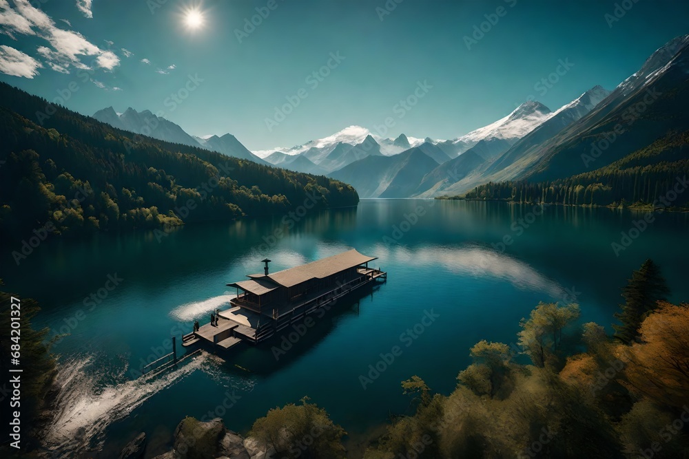 Naklejka premium lake in the mountains