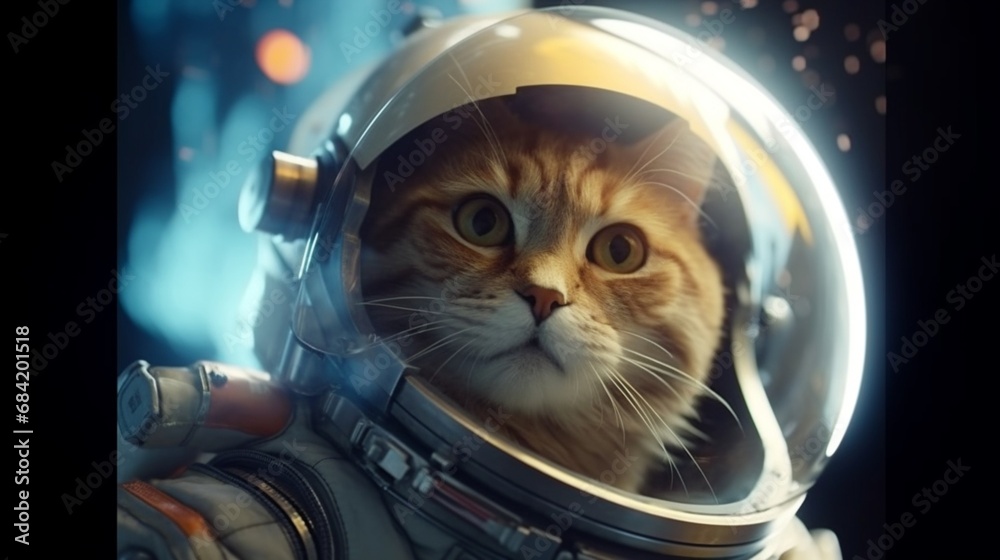 Fototapeta premium cat in space suit.Created with.Generative AI