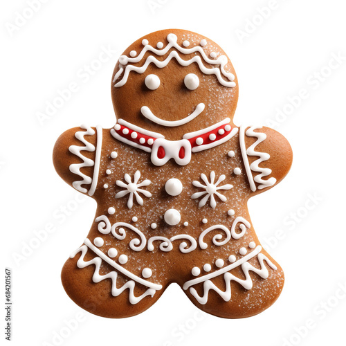 Gingerbread Christmas Santa man cookie biscuit isolated on white background