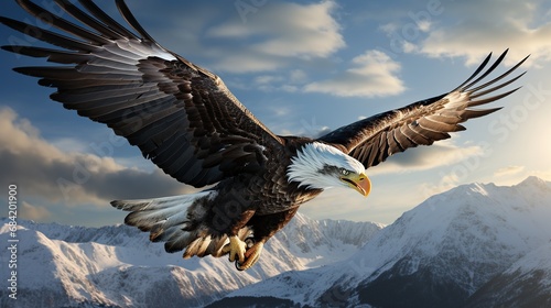 Illustration of the flying eagle on white background © dheograft