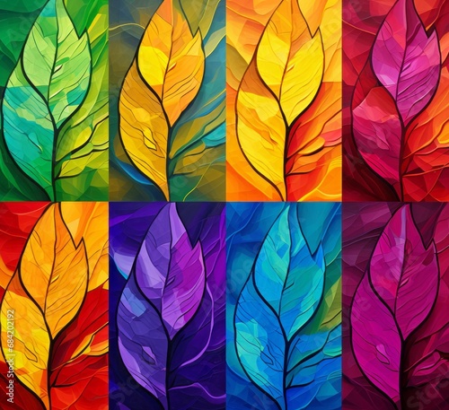 Vibrant Exploration  A Mesmerizing Journey Through Colorful Abstract Leaf Textures Generative AI
