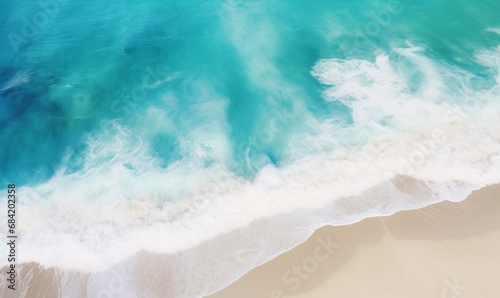 Stunning Aerial Vista: Ocean Meets Sand - A Breath-taking Display of Nature's Beauty Generative AI