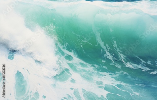 Stunning Aerial Snapshot: The Majesty of a Crashing Ocean Wave from Above Generative AI