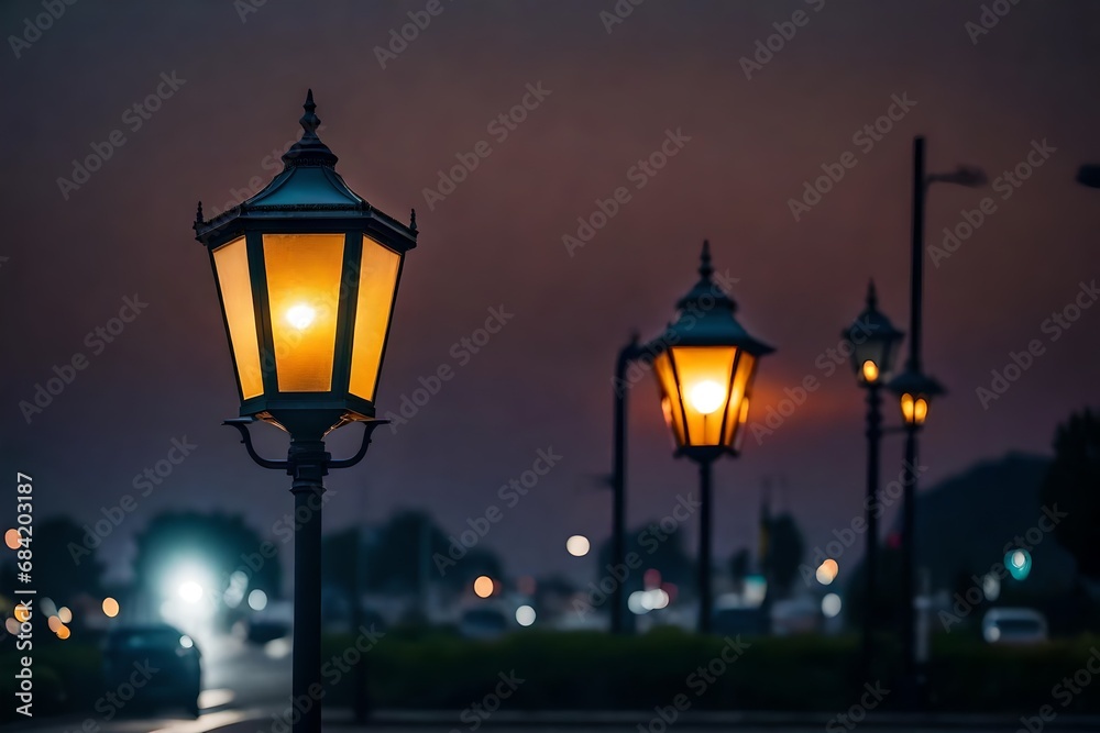 street light against twilight backdrop