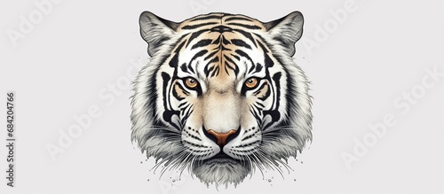 White tiger face (Panthera tigris corbetti) on black with