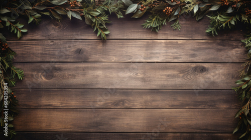 Rustic Wooden Plank Texture with Wreath Accent