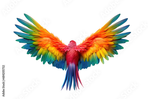 macaw flying isolated on white