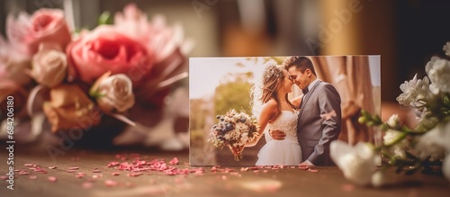 Senior Couple with White Roses Flower