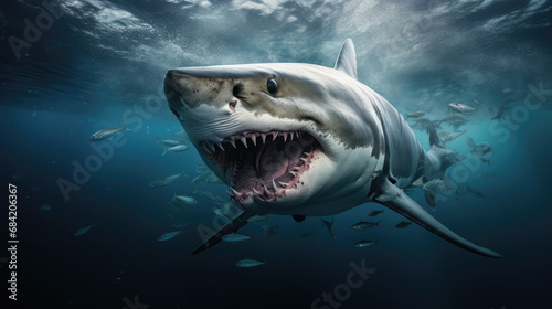 Sleek Shark Slicing Through Water in Pursuit of Prey © ZegiDesign