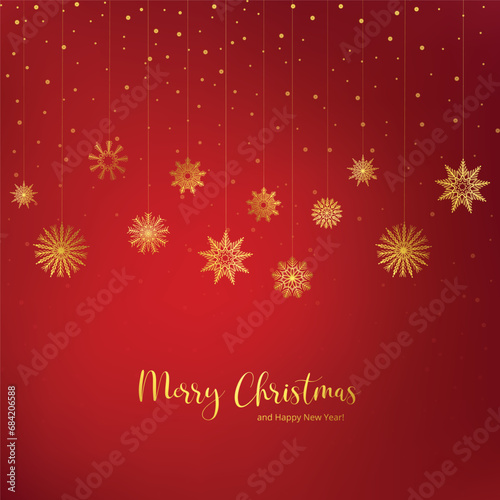 Christmas snowflake celebration holiday card red background