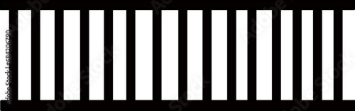 Black realistic metal prison bars isolated on white background. Detailed jail cage, prison iron fence. Criminal background mockup. Creative vector illustration.
