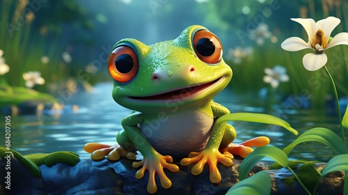 vector cute frog cartoon style