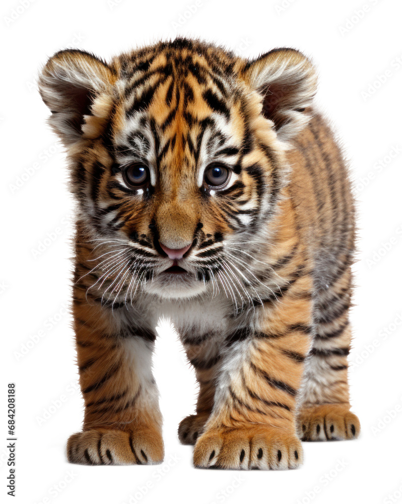 Cute Tiger isolated cutout on transparent background.