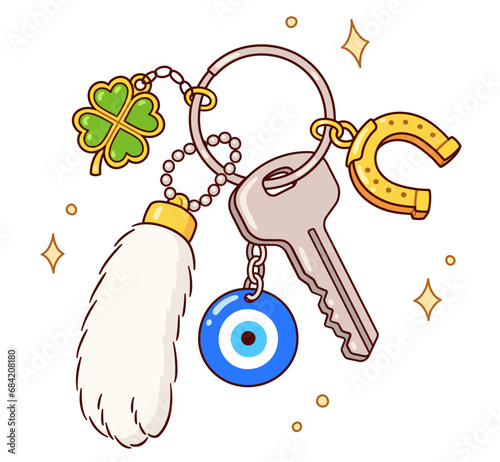 Good luck charms and amulets keyring drawing photo